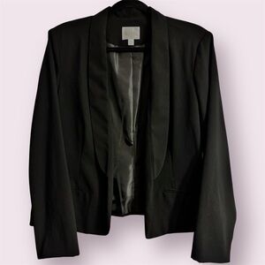 🎁Decree Black Open Front Blazer Jacket XL New With Tags Fully Lined Faux Pockets